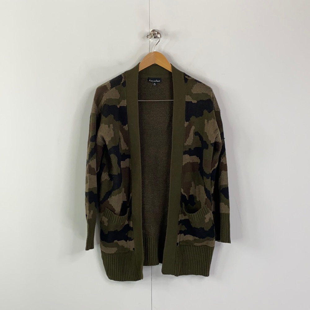 Alison Andrews Camo Open Cardigan Sweater w/Pockets
